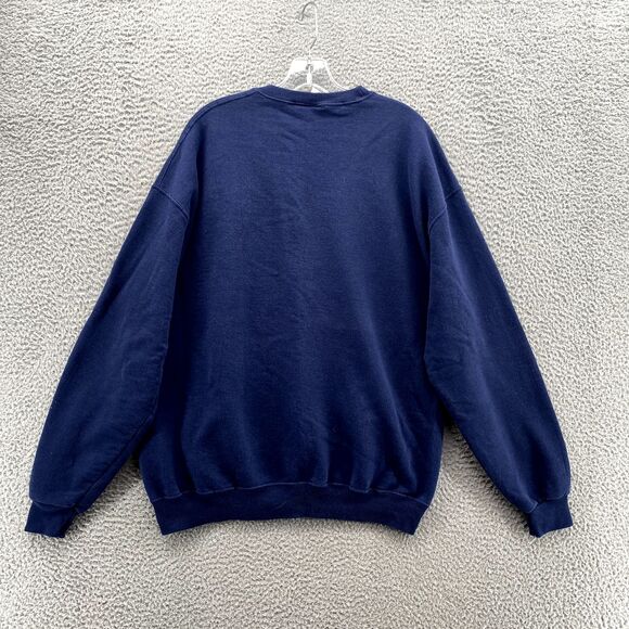 Vintage Jerzees Sweater Men's XL Navy Crew Neck 90s Single Stitch Wolf Full Moon - Picture 7 of 10